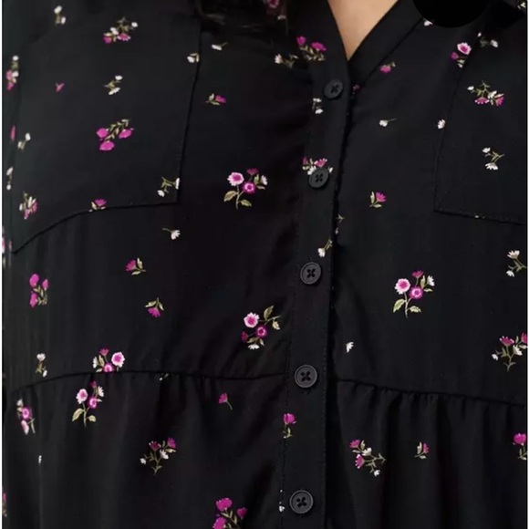 Torrid Black Floral Button Down Shirt - Picture 5 of 14